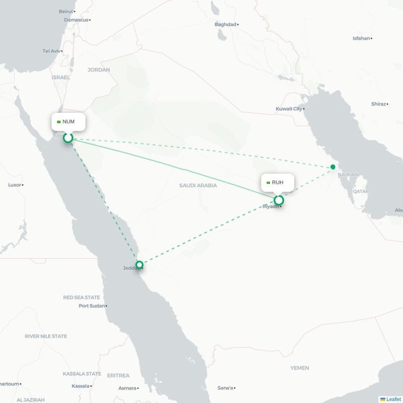 NUM - RUH route map