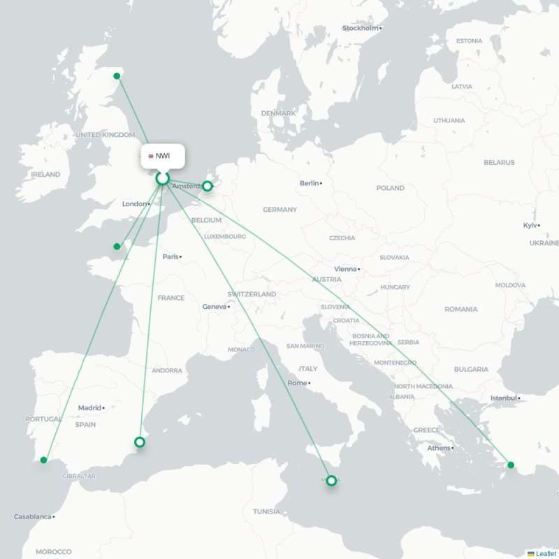NWI - ABZ route map