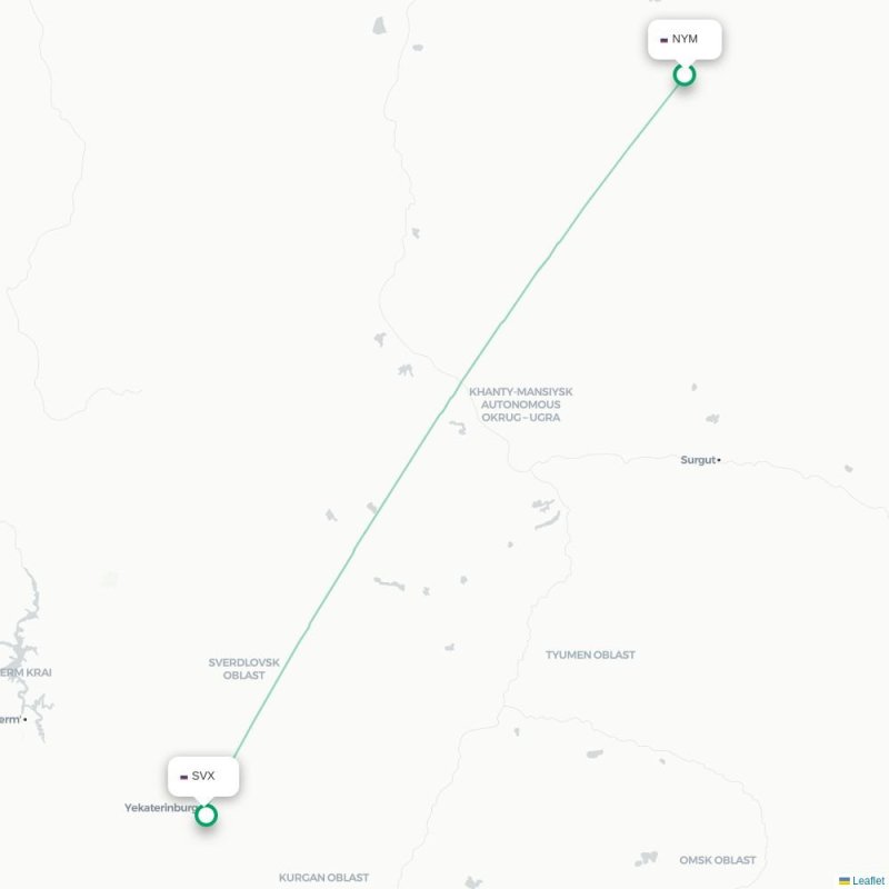 NYM - SVX route map