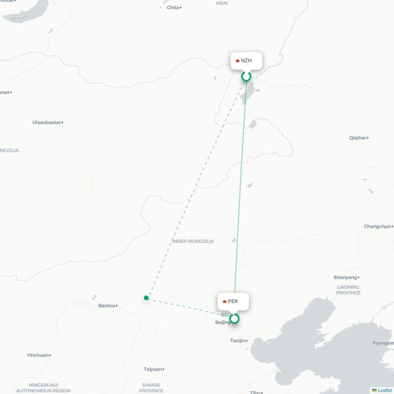 NZH - PEK route map