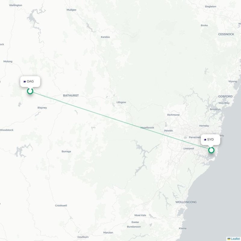 OAG - SYD route map