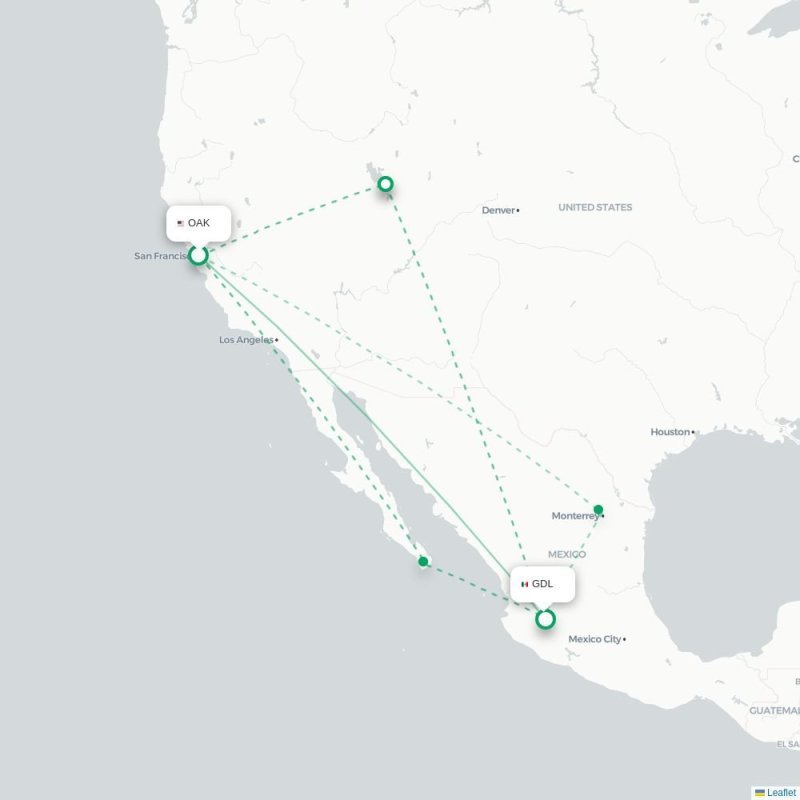 OAK - GDL route map
