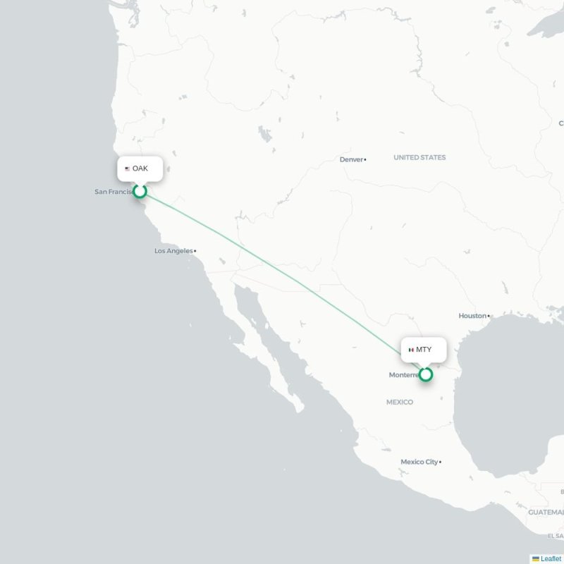 OAK - MTY route map