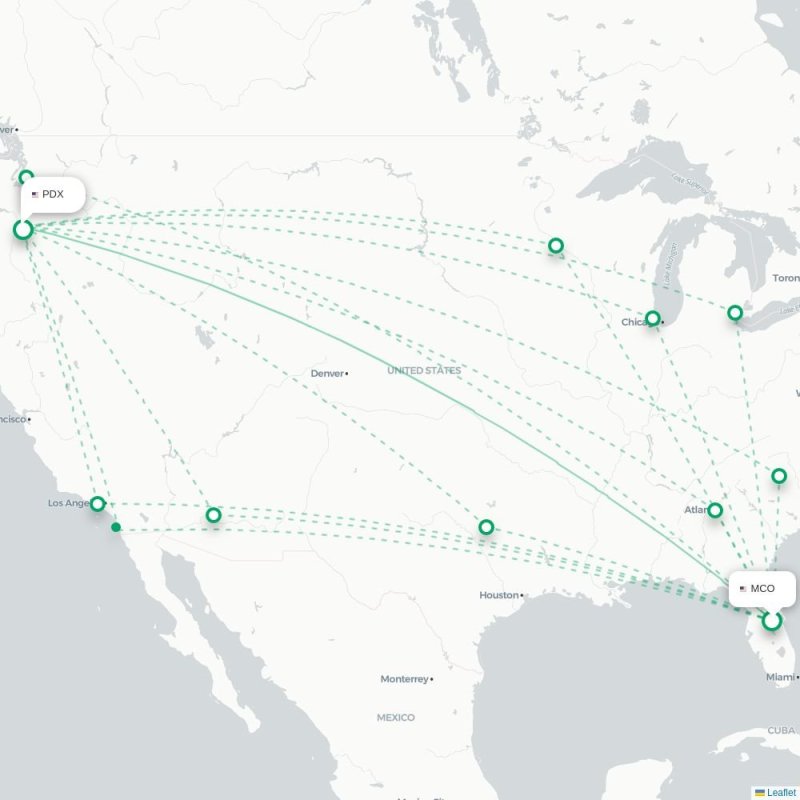 OAK - PDX route map