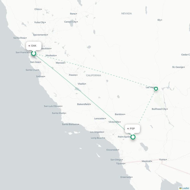 OAK - PSP route map