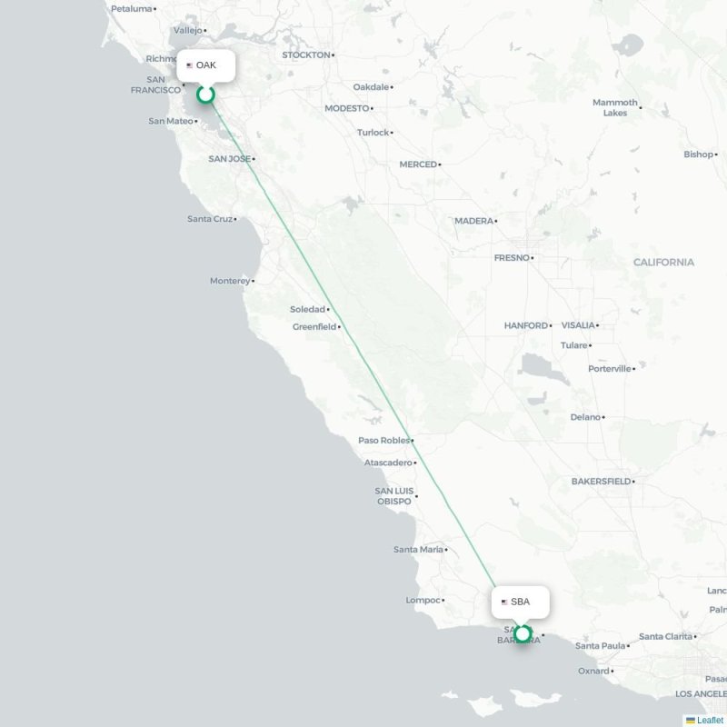 OAK - SBA route map