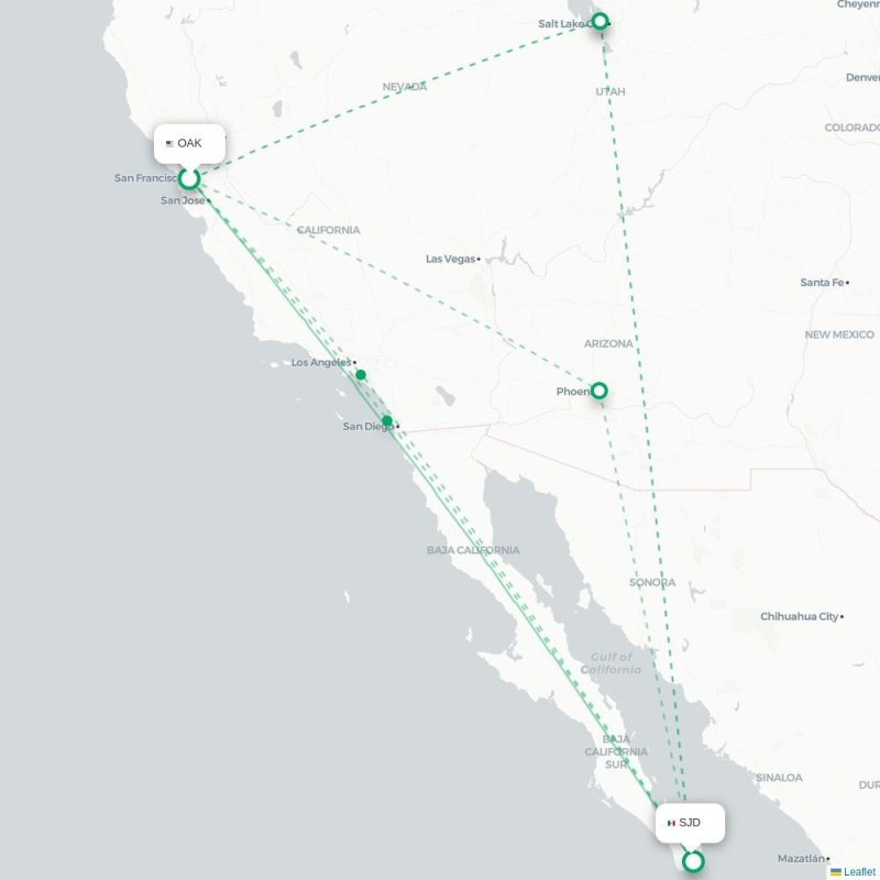 OAK - SJD route map