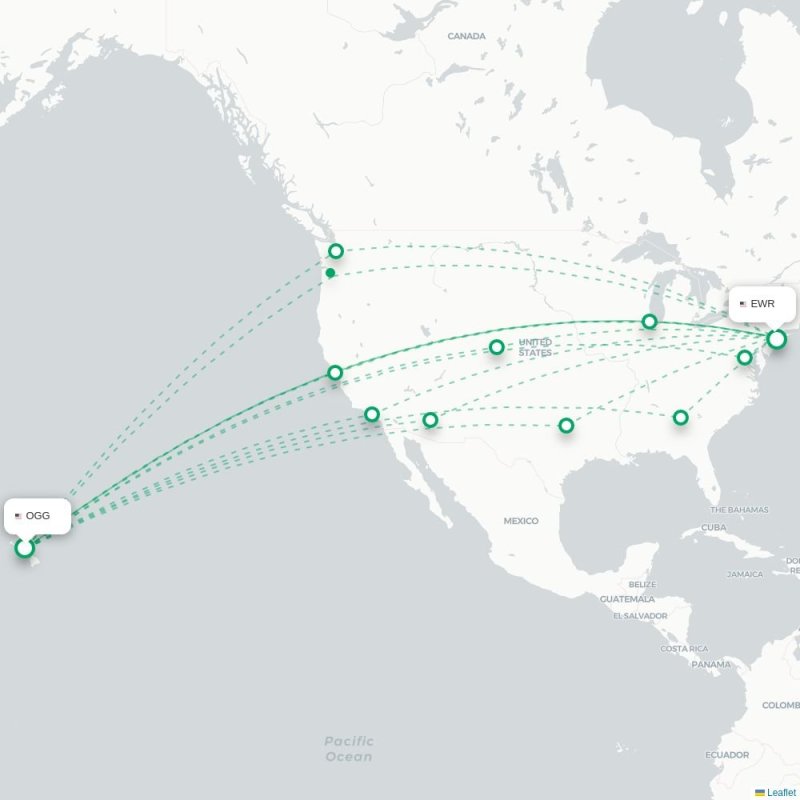 OGG - EWR route map