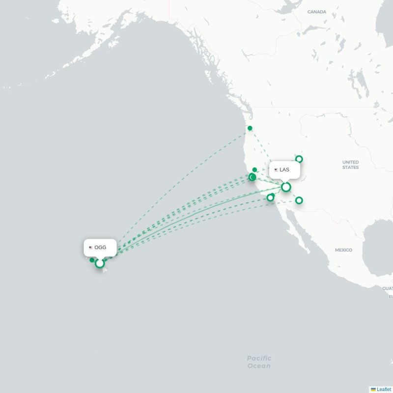 OGG - LAS route map