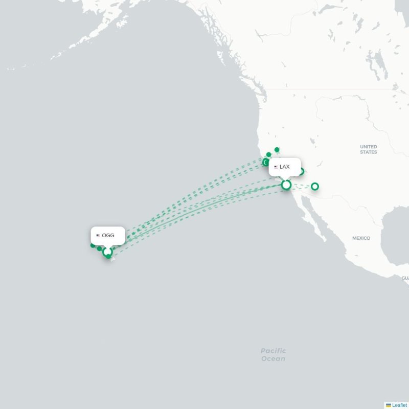 OGG - LAX route map