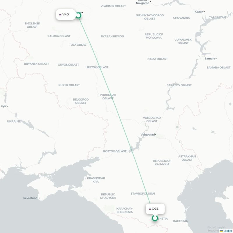 OGZ - VKO route map