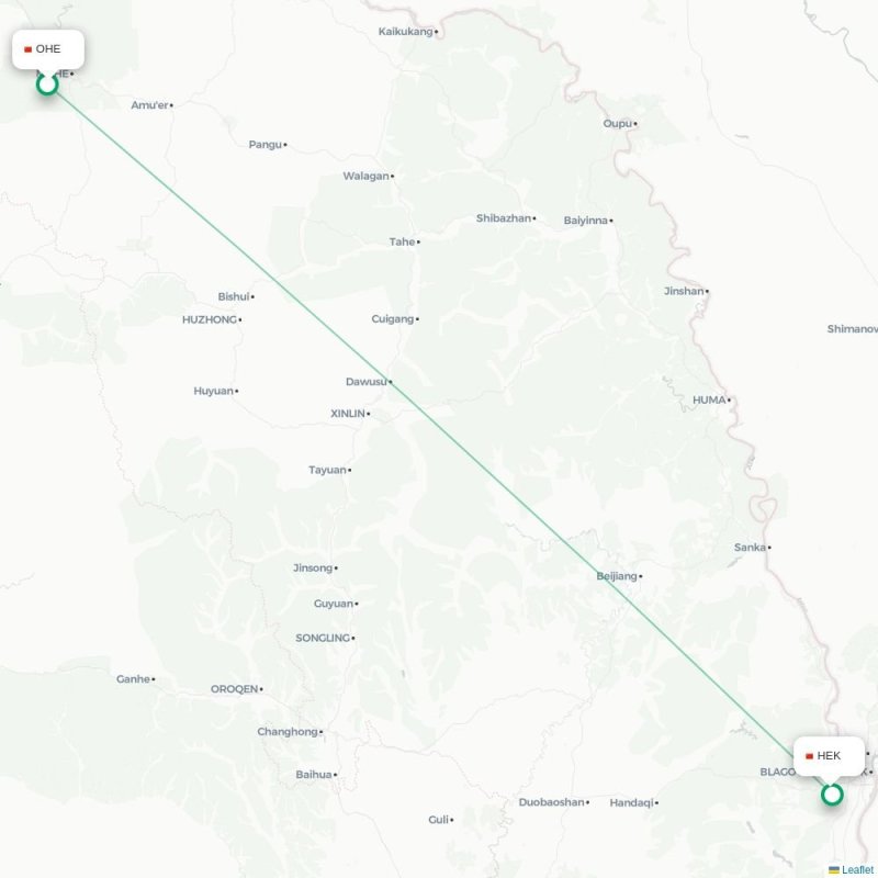 OHE - HEK route map