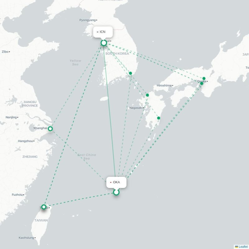 OKA - ICN route map