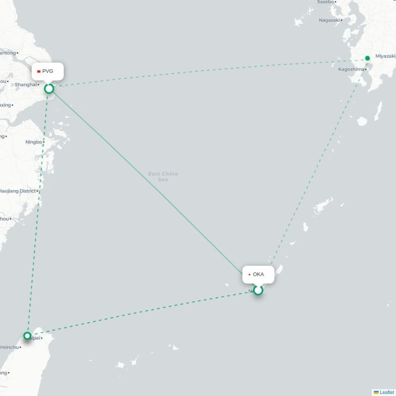 OKA - PVG route map