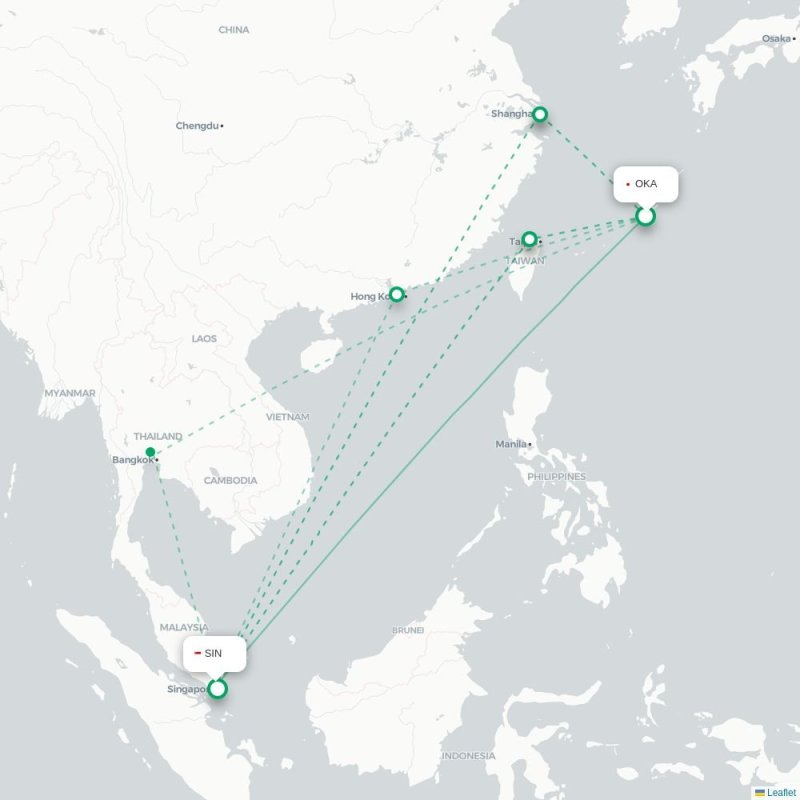 OKA - SIN route map