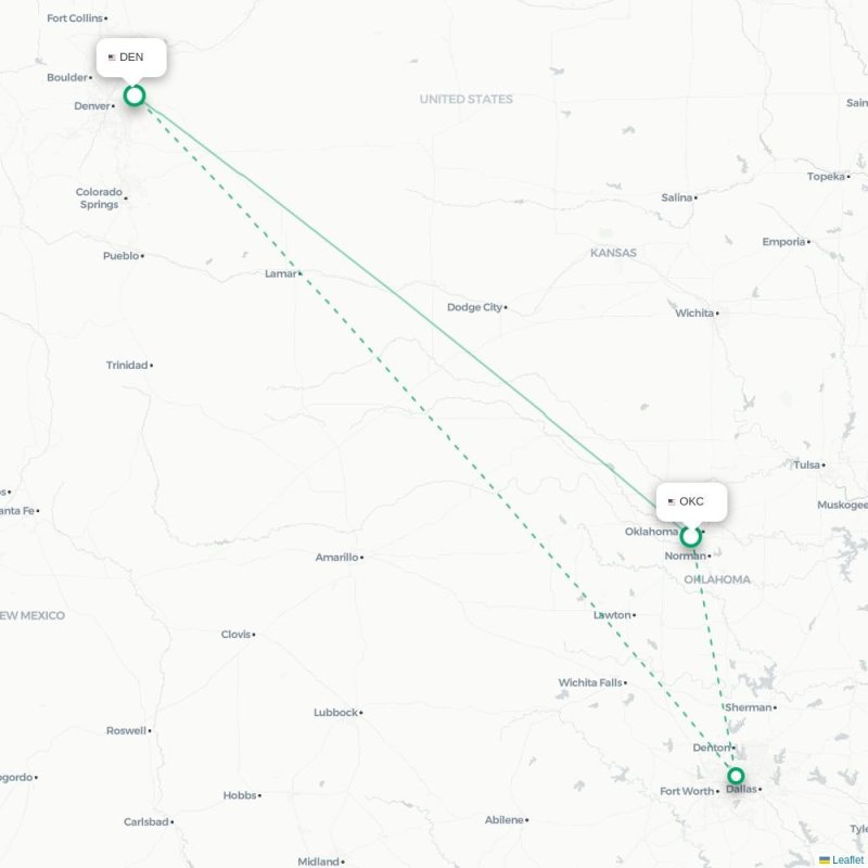 OKC - DEN route map