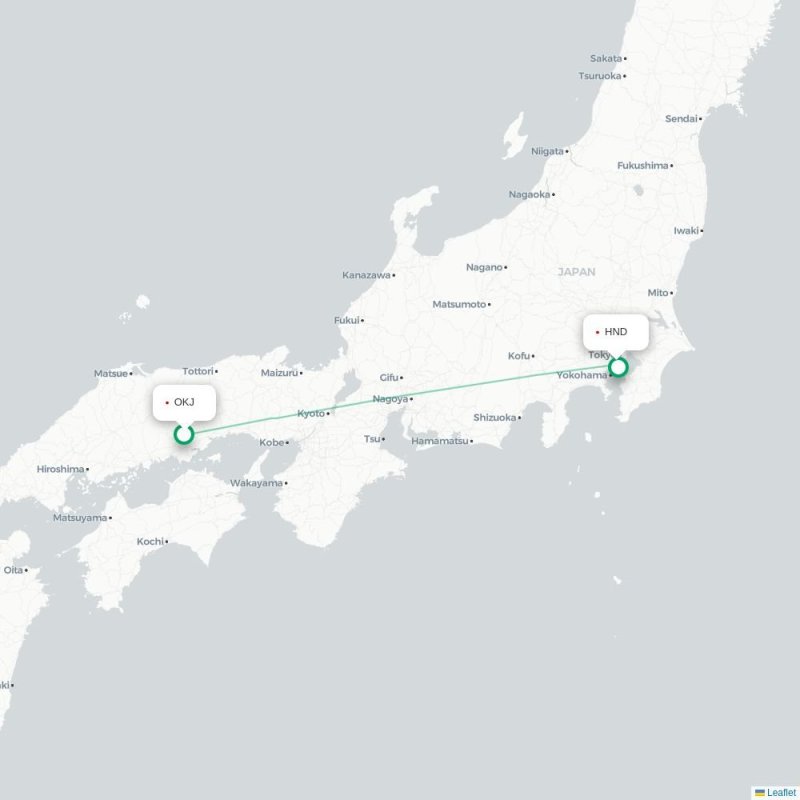 OKJ - HND route map