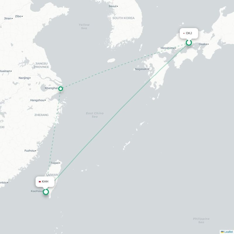 OKJ - KHH route map