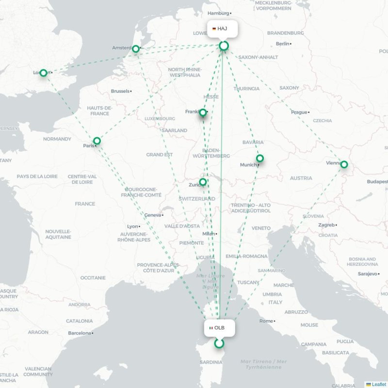 OLB - HAJ route map