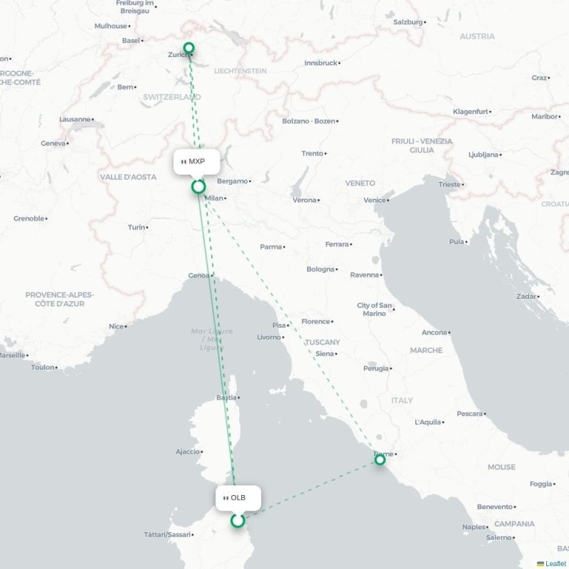 OLB - MXP route map