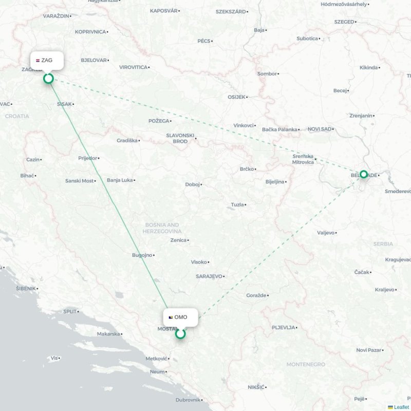 OMO - ZAG route map