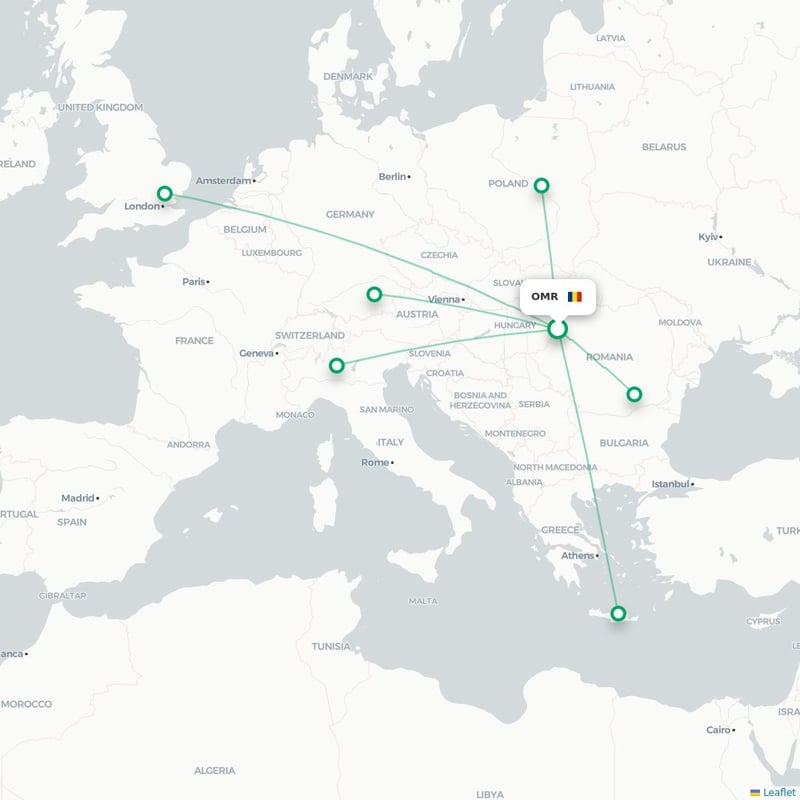 Route map Oradea  OMR airport