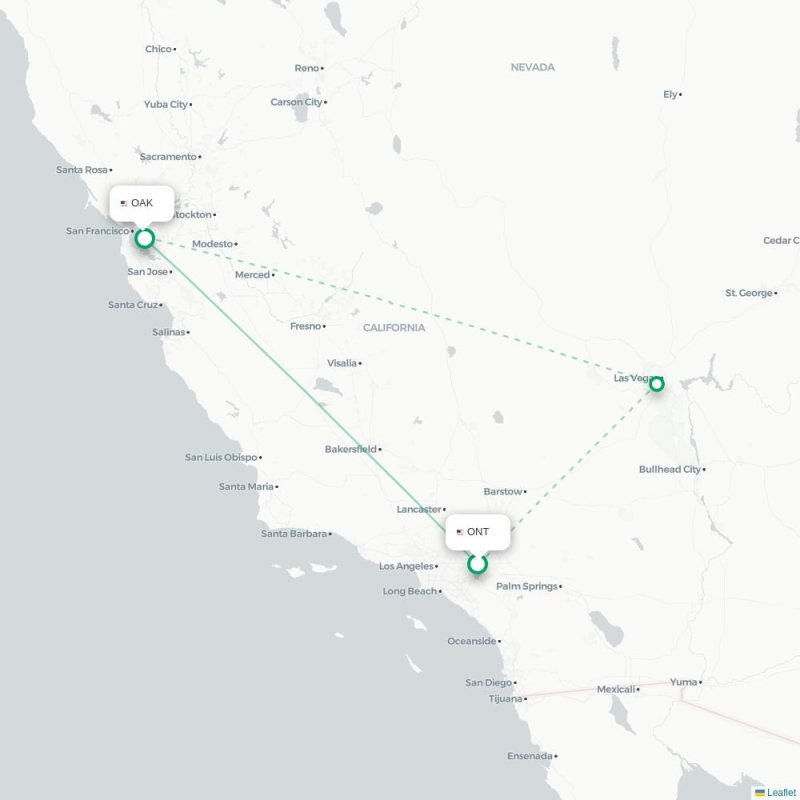 ONT - OAK route map