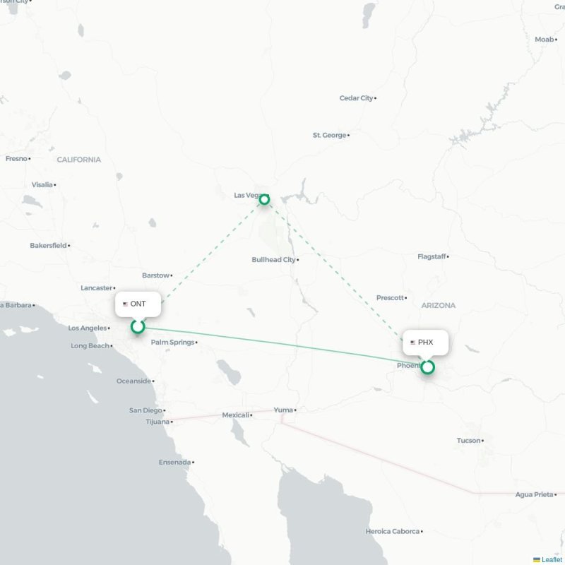 ONT - PHX route map
