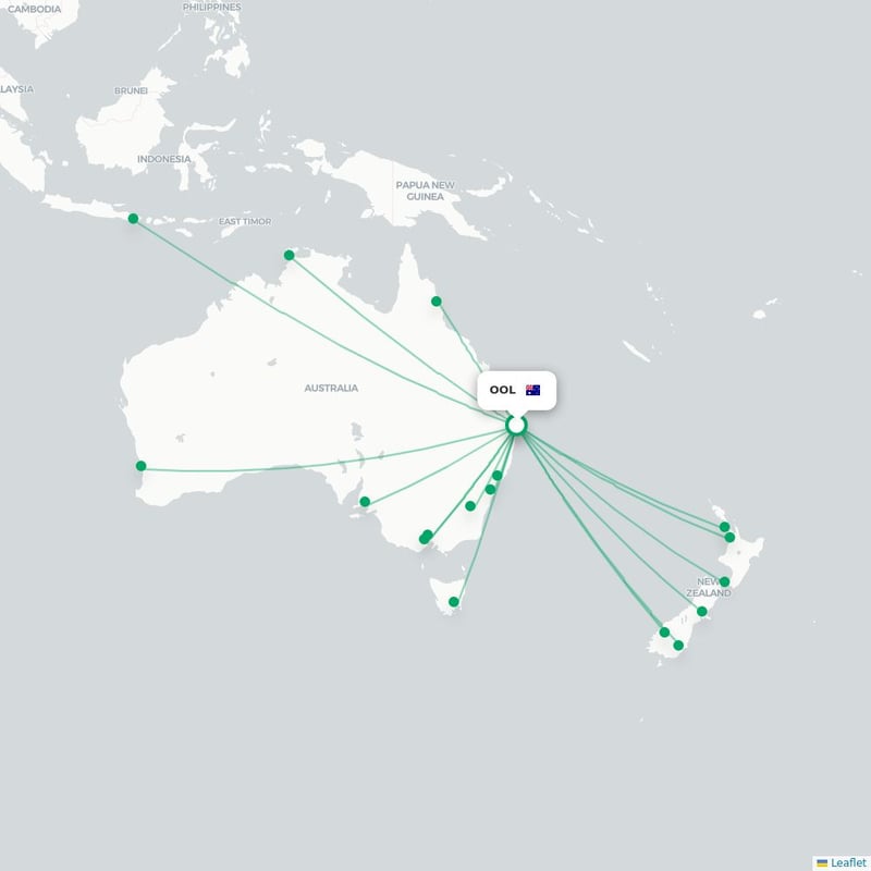 Route map Coolangatta  OOL airport