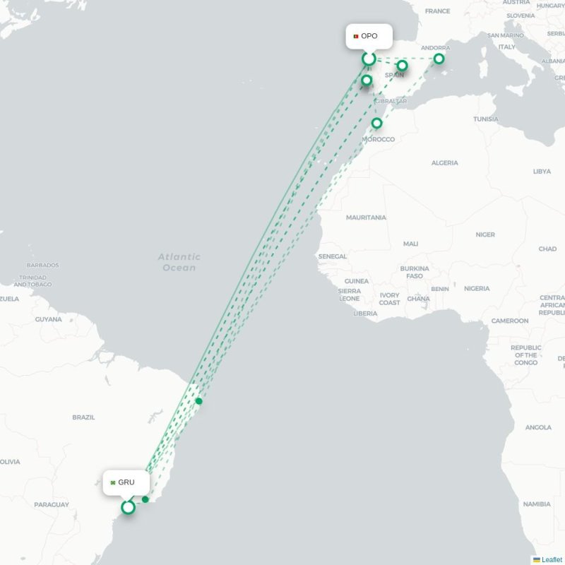 OPO - GRU route map