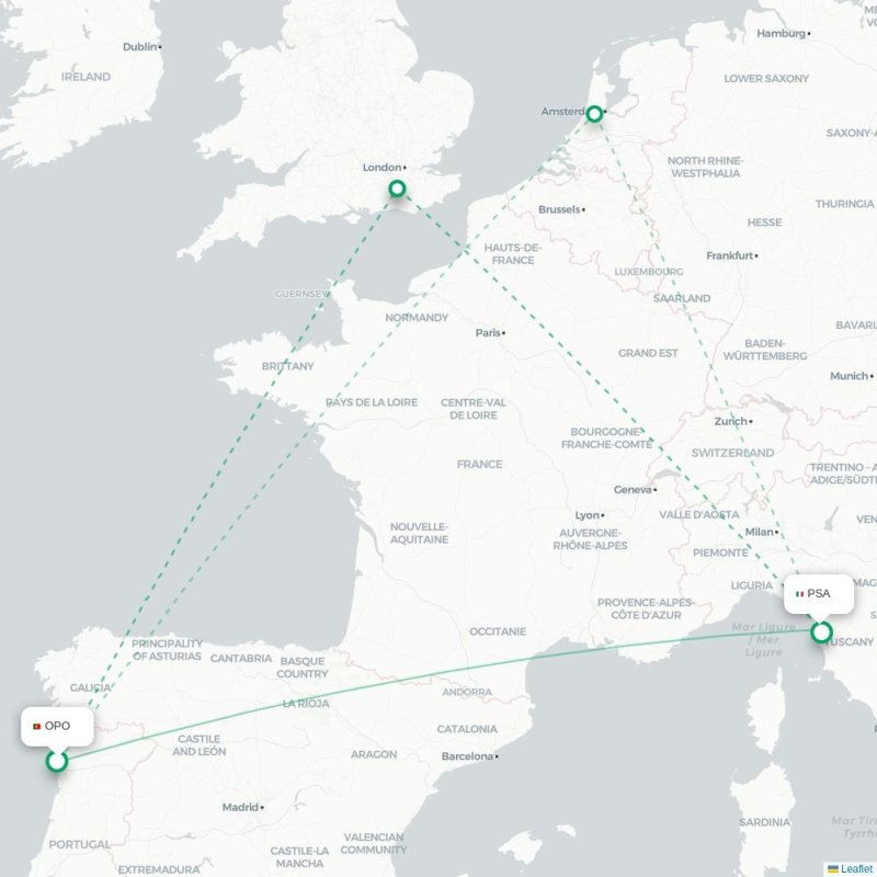 OPO - PSA route map