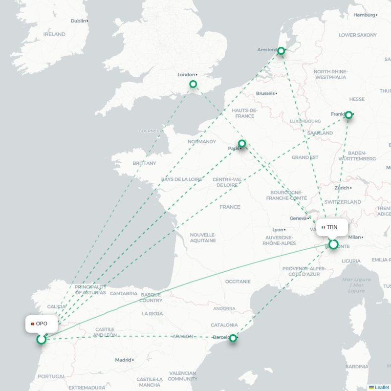 OPO - TRN route map