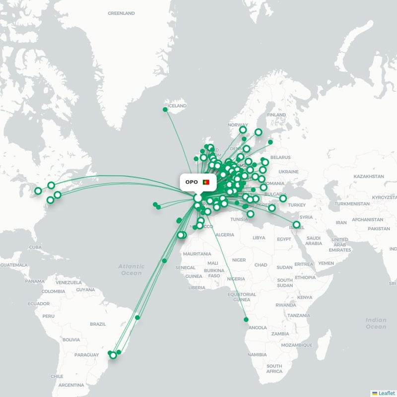 Route map Porto  OPO airport