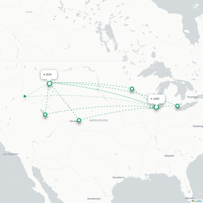 ORD - BZN route map