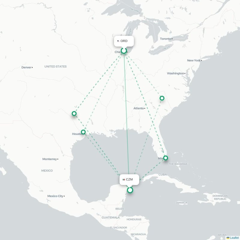 ORD - CZM route map
