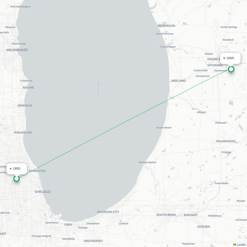 ORD - GRR route map