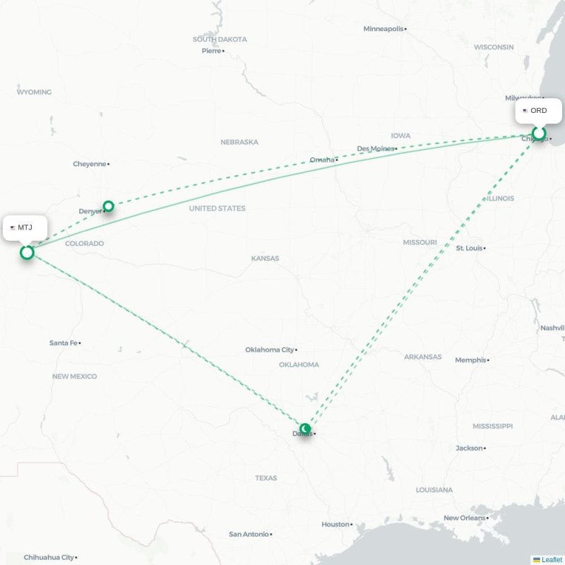ORD - MTJ route map
