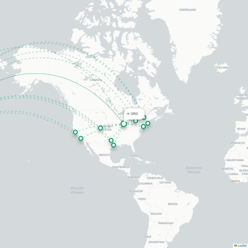 ORD - NRT route map