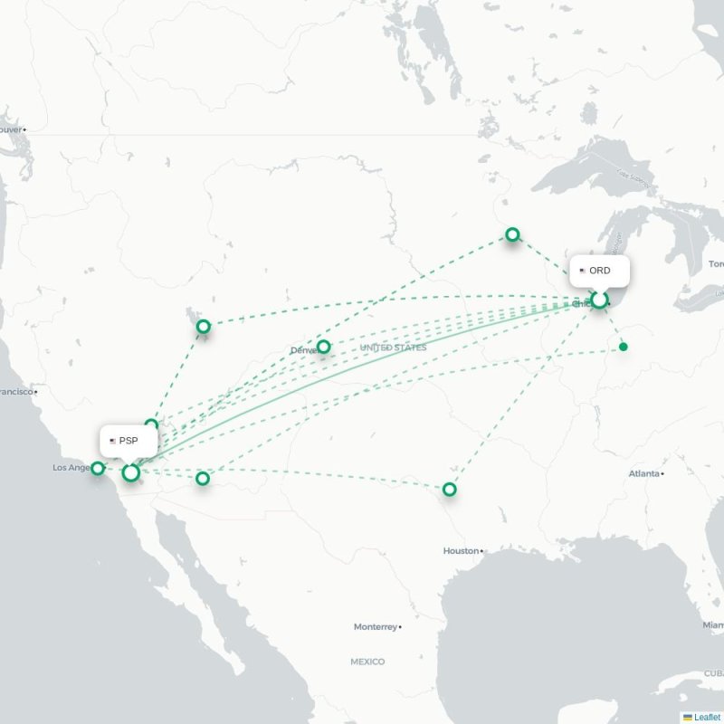 ORD - PSP route map