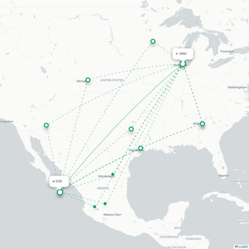 ORD - SJD route map
