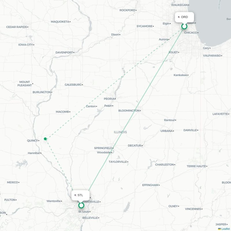 ORD - STL route map