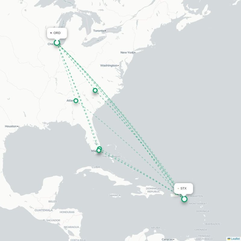 ORD - STX route map