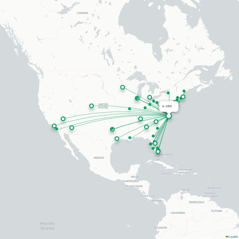 ORF - MCI route map