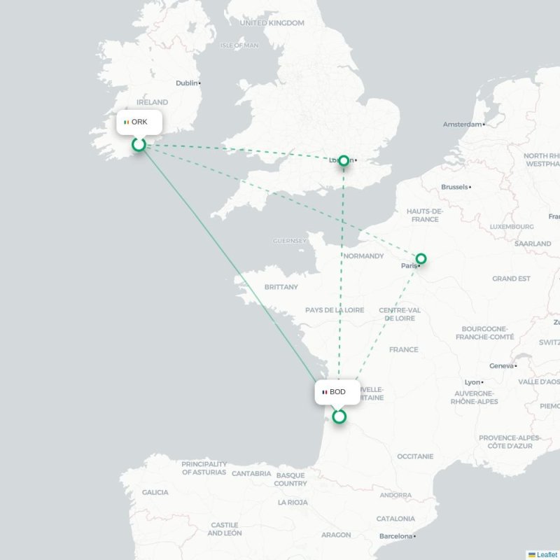 ORK - BOD route map
