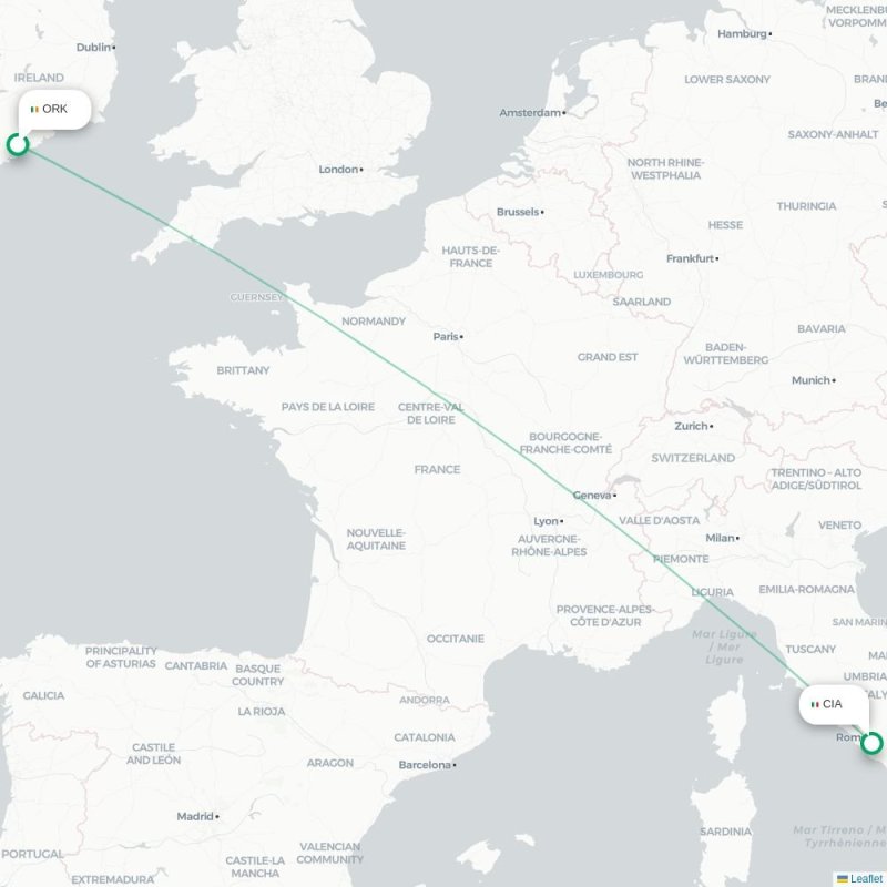 ORK - CIA route map