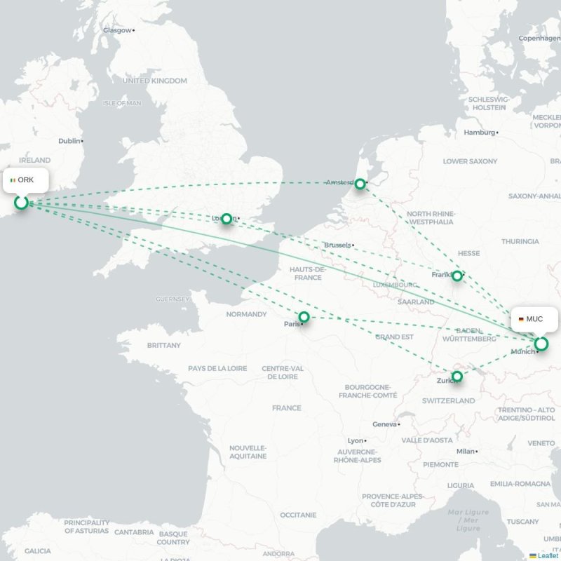 ORK - MUC route map
