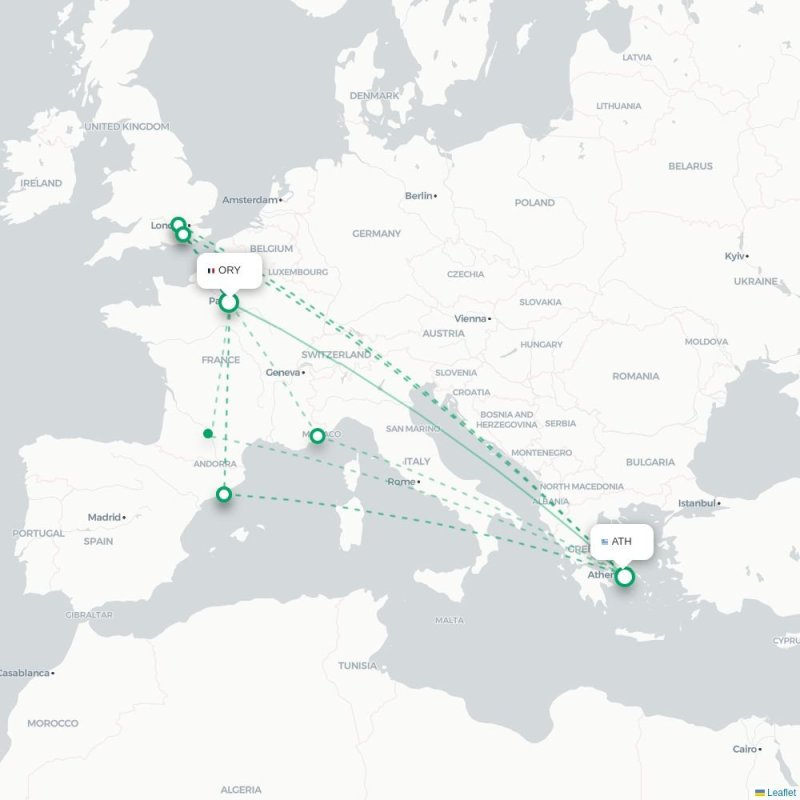 ORY - ATH route map