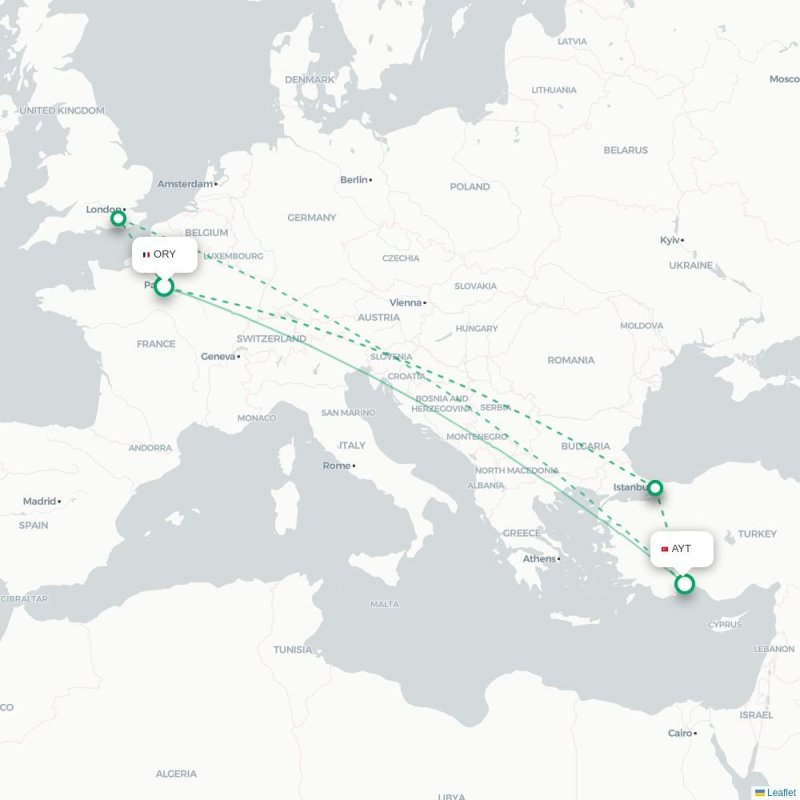 ORY - AYT route map