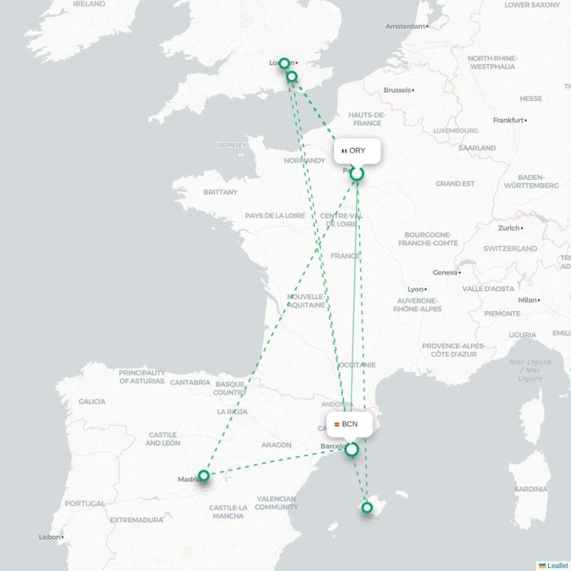 ORY - BCN route map