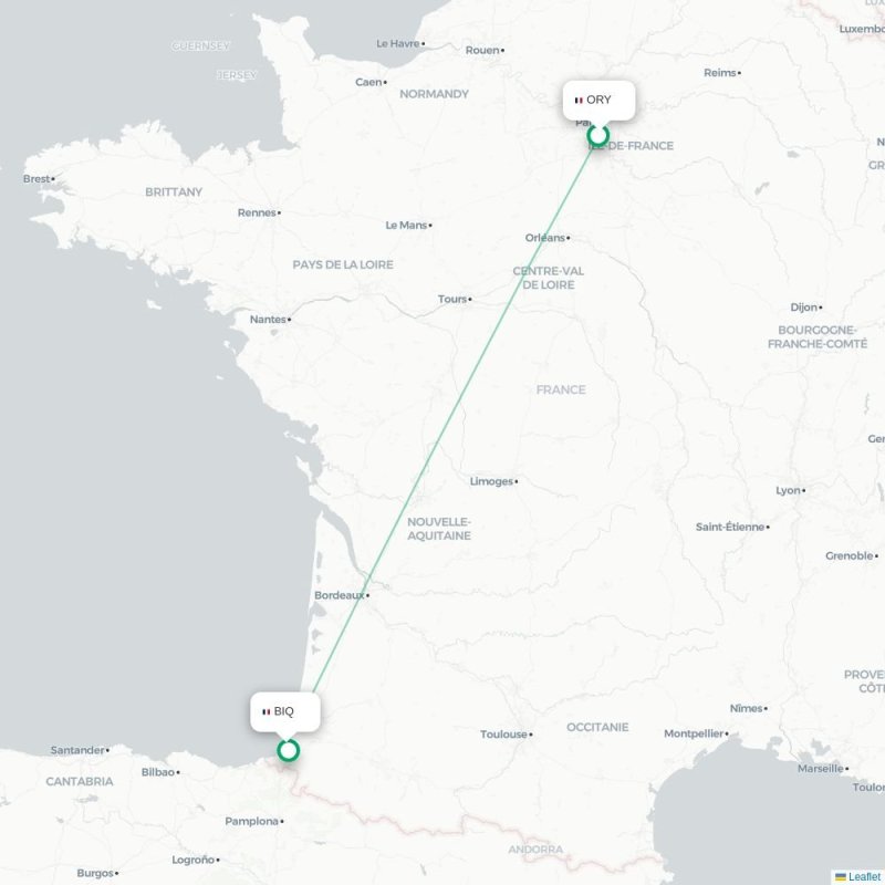 ORY - BIQ route map